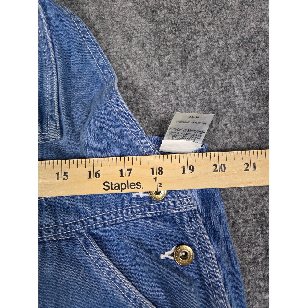 Berne Workwear Denim Bib Overalls Mens 40x34 Blue Carpenter B913DN - Picture 8 of 10